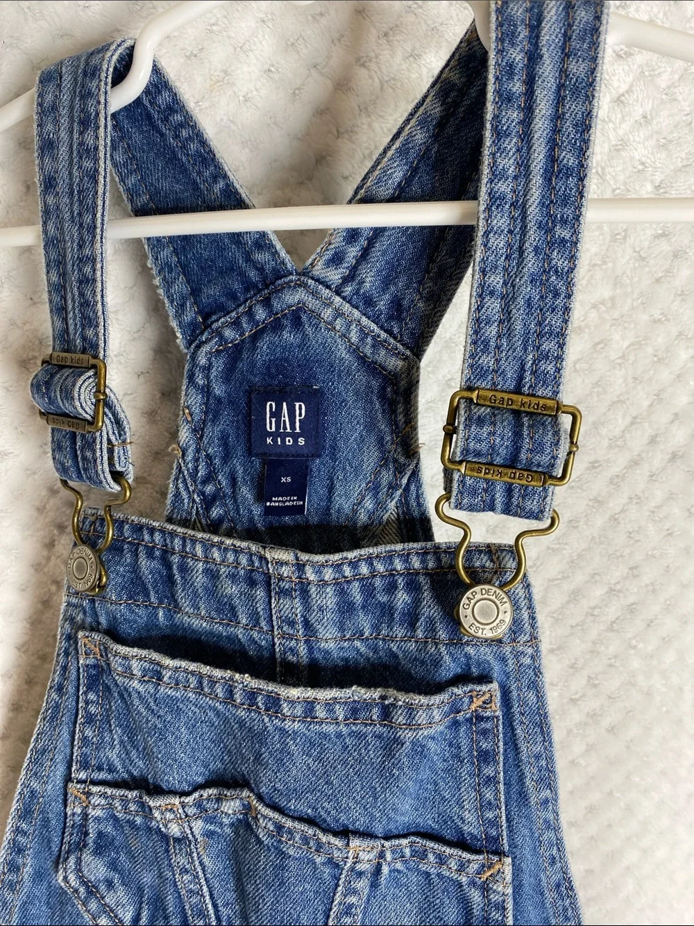 GAP Kids Distressed Denim Short Overalls Blue Jean